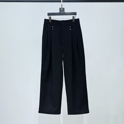 Badge Standing-Collar Short Jacket & Straight Trousers Setup WN23860