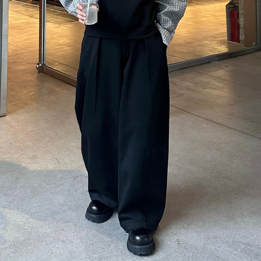 Plaid Fake Layered Long Sleeve Shirt & Wide Leg Sweatpants Setup WN25337