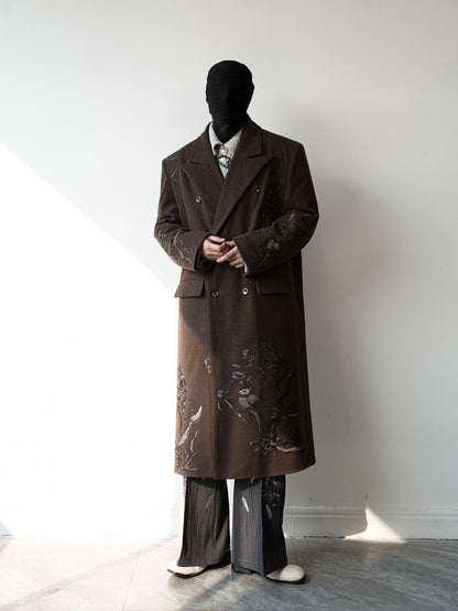 Botanical Embroidery Double-Breasted Coat WN23644