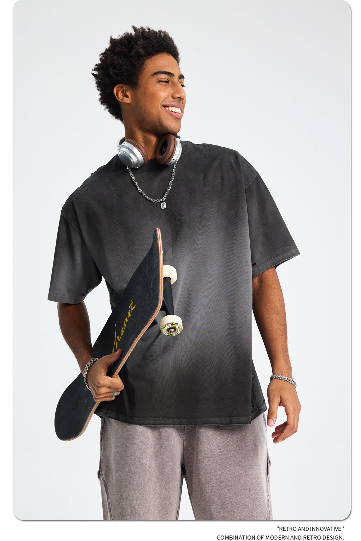 Spray Dye Washed Damage Short Sleeve T-Shirt WN16276