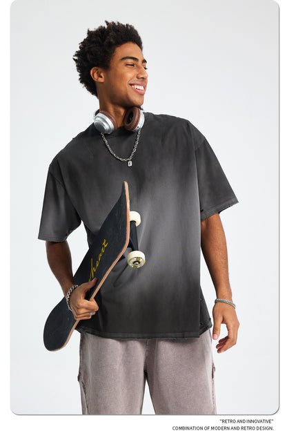 Spray Dye Washed Damage Short Sleeve T-Shirt WN16276