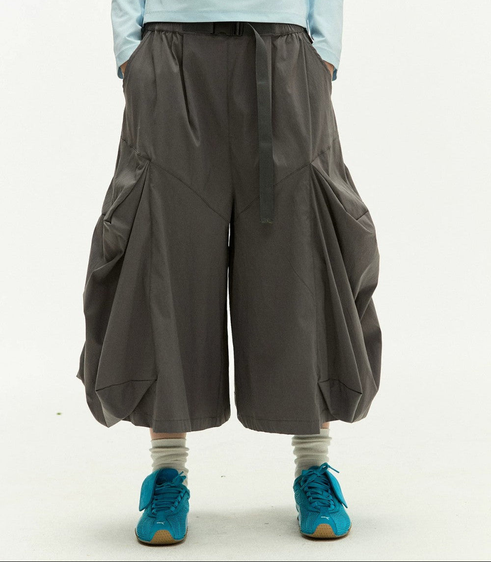 Utility 3D Pocket Wide Leg Cargo Half Pants WN27888