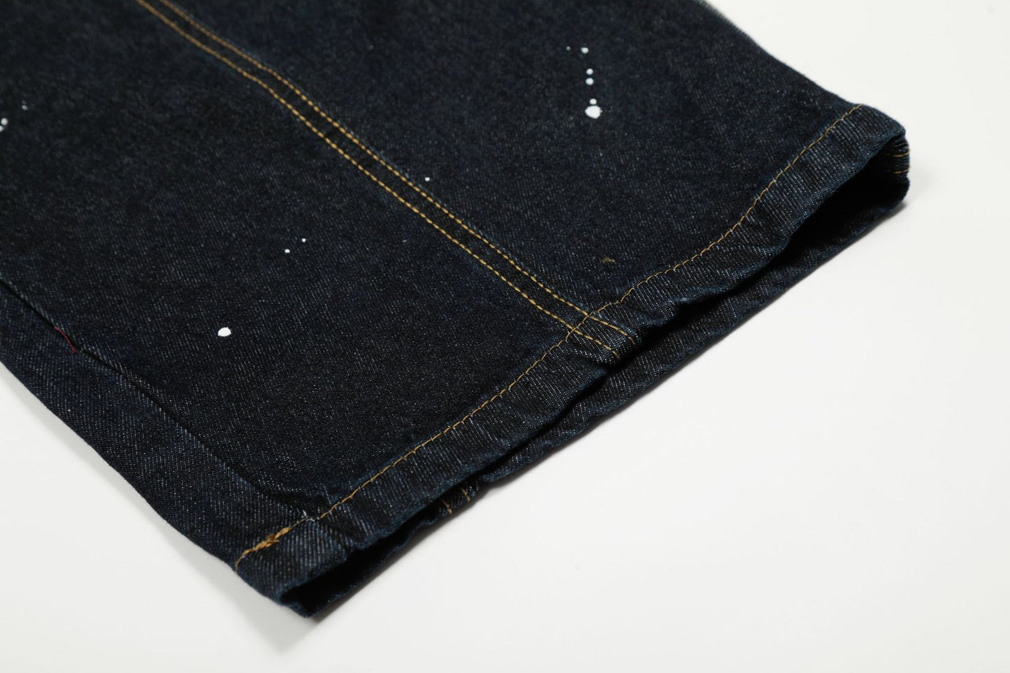 Ink Print Washed Wide Leg Curved Denim Jeans WN23030