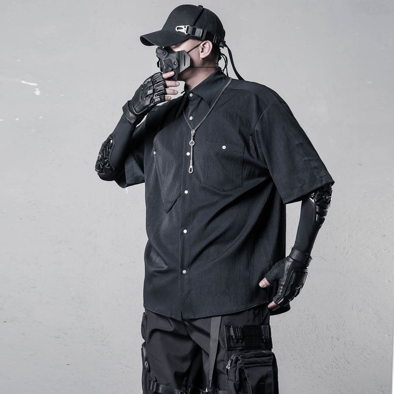 Asymmetric Deconstruct Short Sleeve Shirt WN22501