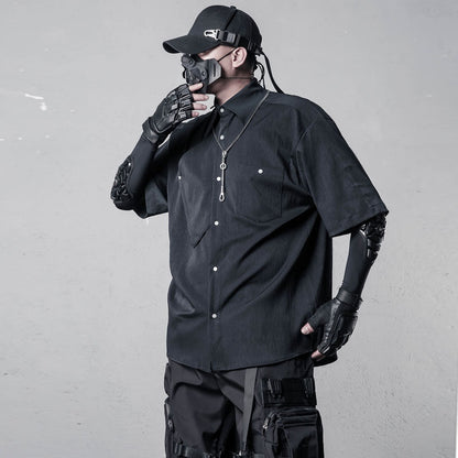 Asymmetric Deconstruct Short Sleeve Shirt WN22501