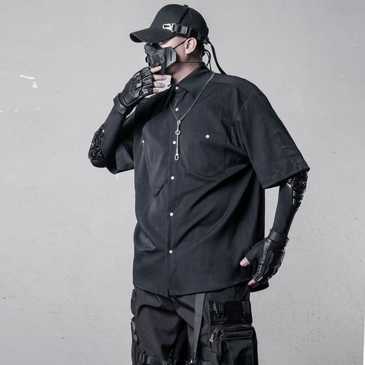 Asymmetric Deconstruct Short Sleeve Shirt WN22501