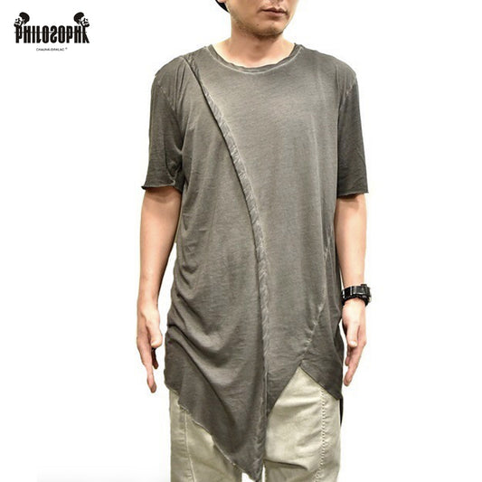 Asymmetrical Washed Short Sleeve T-Shirt WN13970