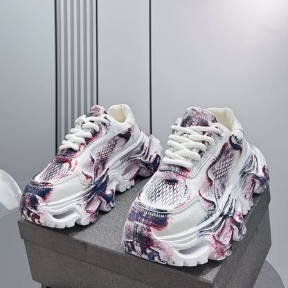 Paint Snake Print Chunky Sole Sneakers WN24697