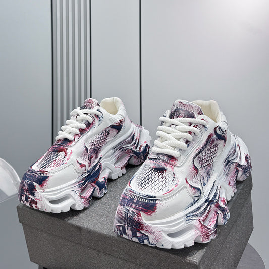 Paint Snake Print Chunky Sole Sneakers WN24697