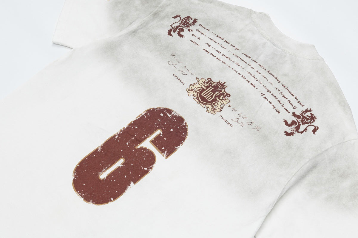 Spray Paint Number Print Short Sleeve T-Shirt WN26041