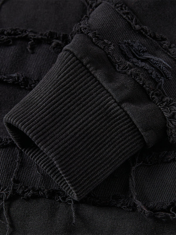 Mix Fringe Design Denim Hoodie WN20982