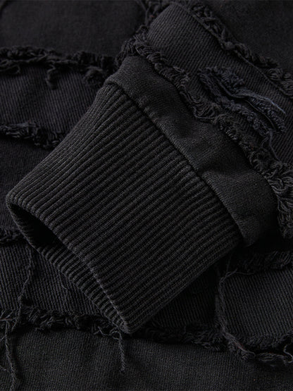 Mix Fringe Design Denim Hoodie WN20982