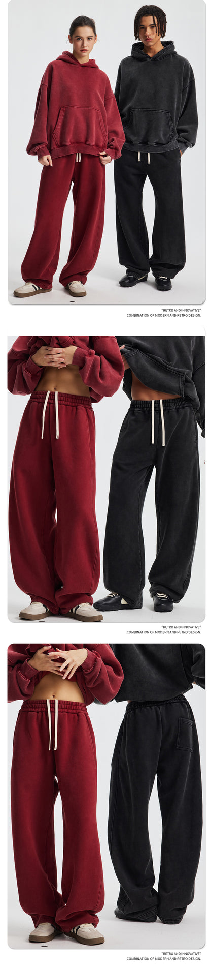 Fleece Lining Zip-Up Wax Dye Sweatpants WN23111-K