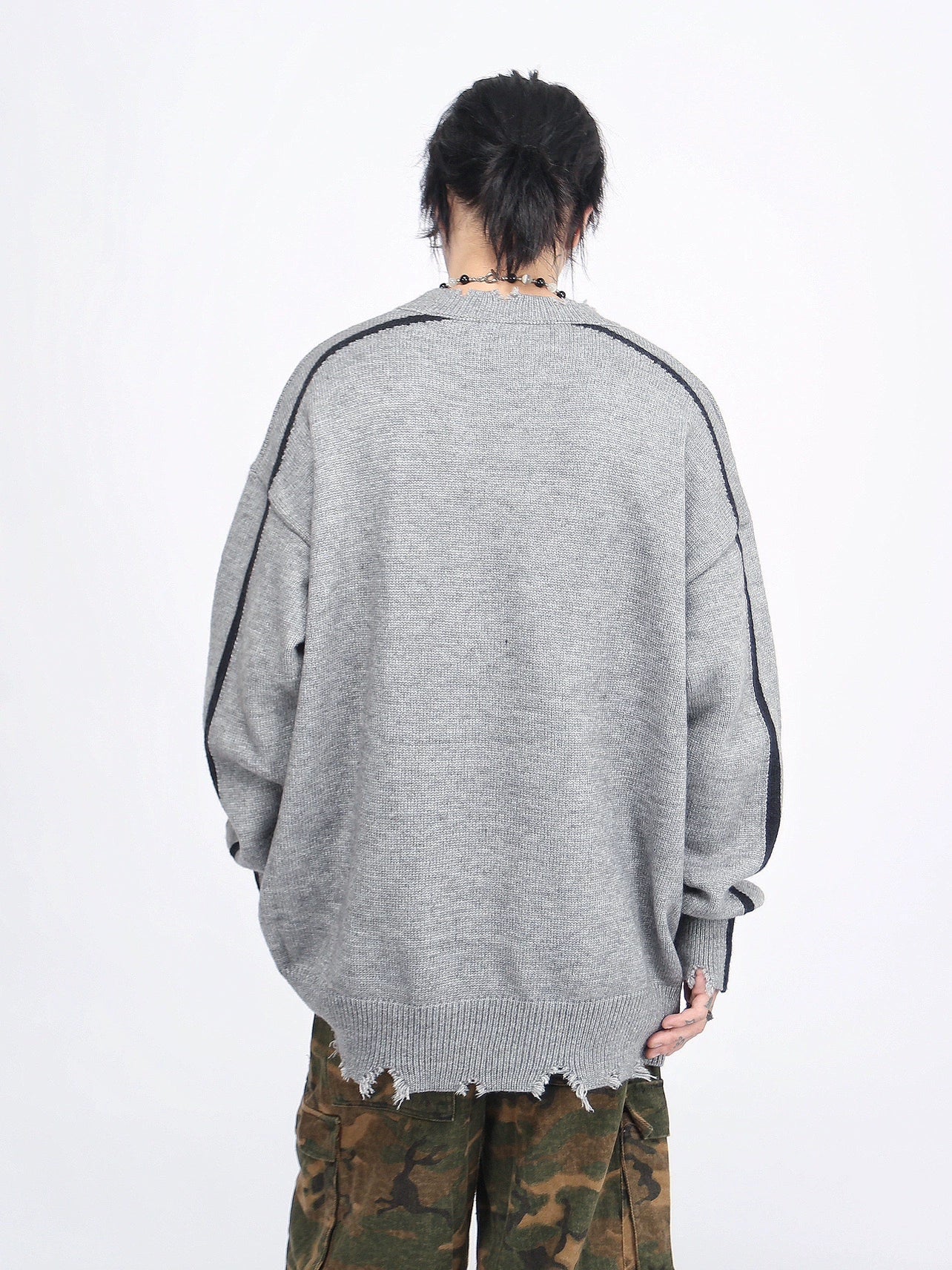 Oversize Damage Knit Sweater WN8713