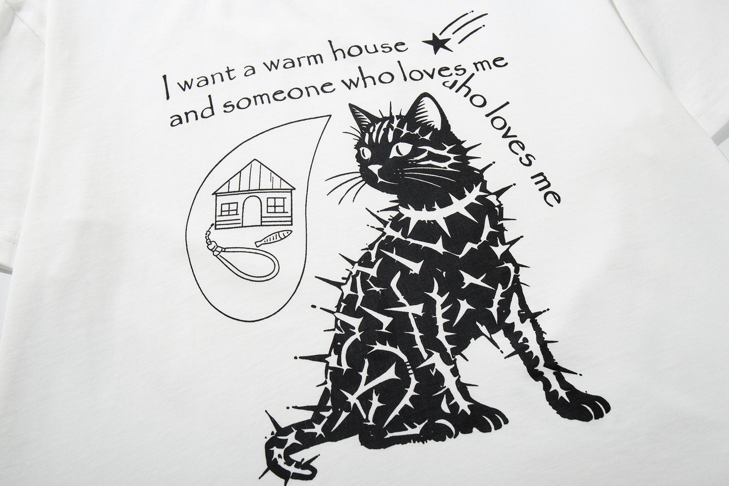 Stud Cat Print Short Sleeve T-Shirt WN25816