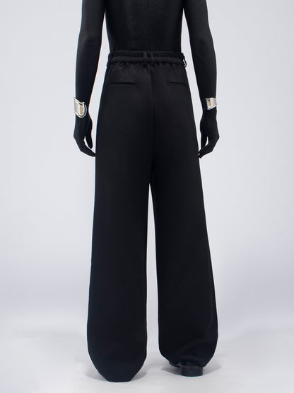 Metal Buckle Design Wide Leg Trousers WN23653