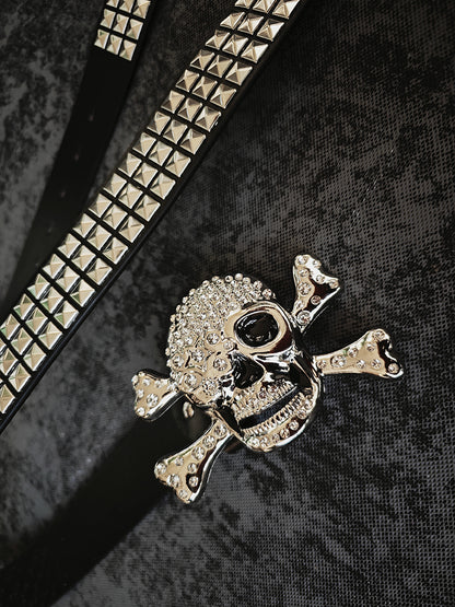 Rhinestone Skull Studs Belt WN16076