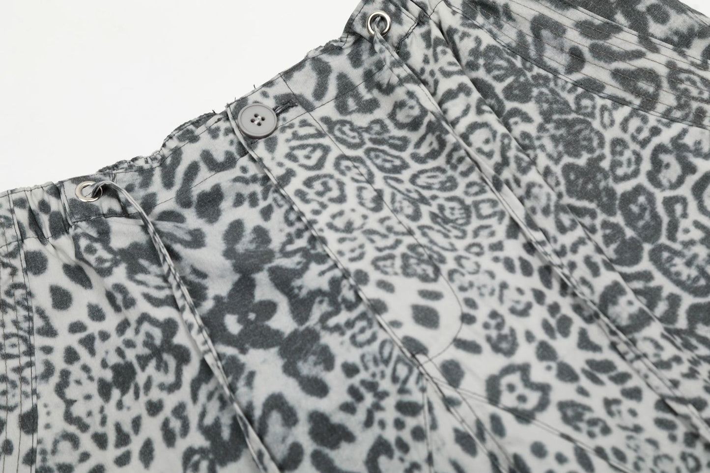 Leopard Print Paratrooper Wide-Leg Cargo Pants WN16164