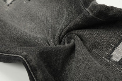 Washed Damage Straight-Leg Denim Jeans WN11395