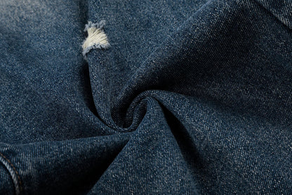 Wash Rivet Damage Wide Leg Denim Jeans WN25573