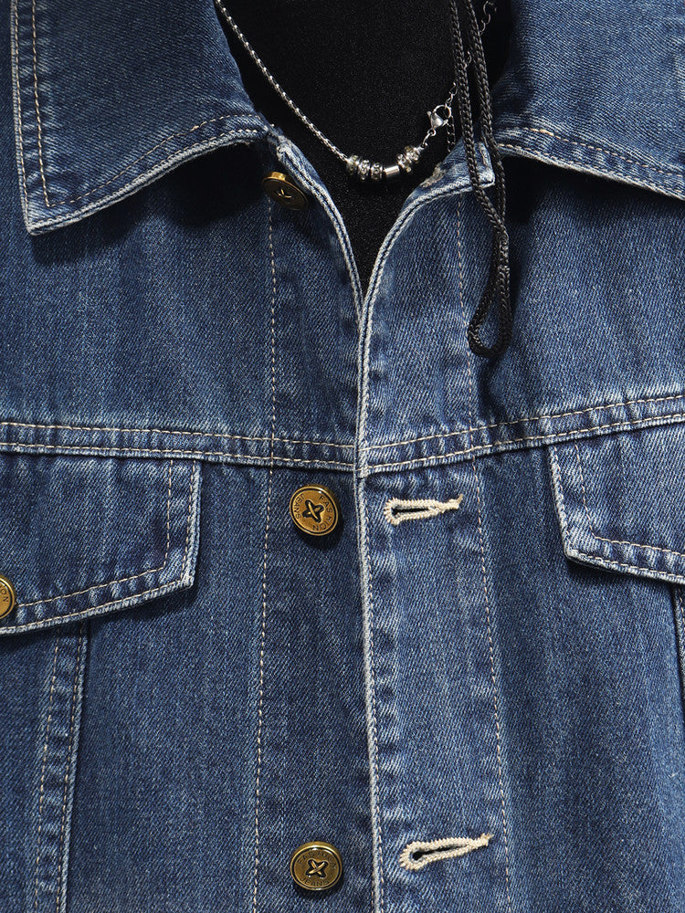 Denim Short Sleeve Jacket & Wide Leg Denim Jeans Setup WN23726