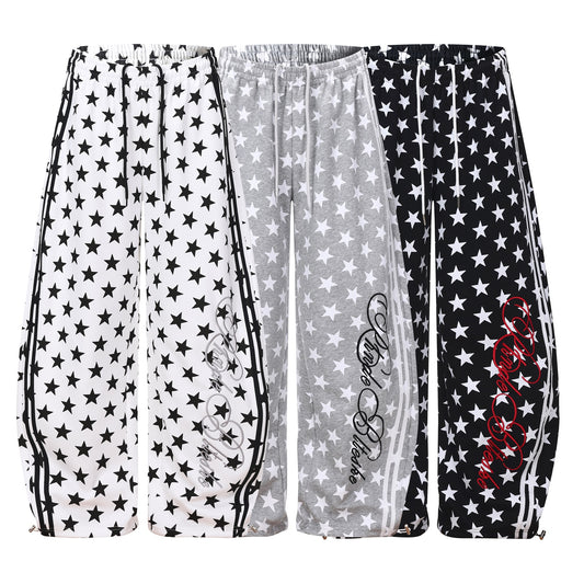 All-Over Print Deconstruction Wide Leg Curved Sweatpants WN25877