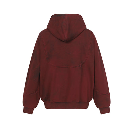 Heavyweight Dirty-Dye Pocket Design Zipper Hoodie WN21914