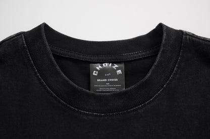 Washed Portrait Letter Print Short Sleeve T-Shirt WN25428