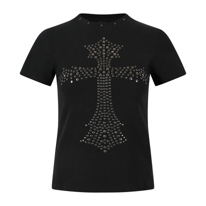 Cross Studs Detail Short Sleeve T-Shirt WN25422