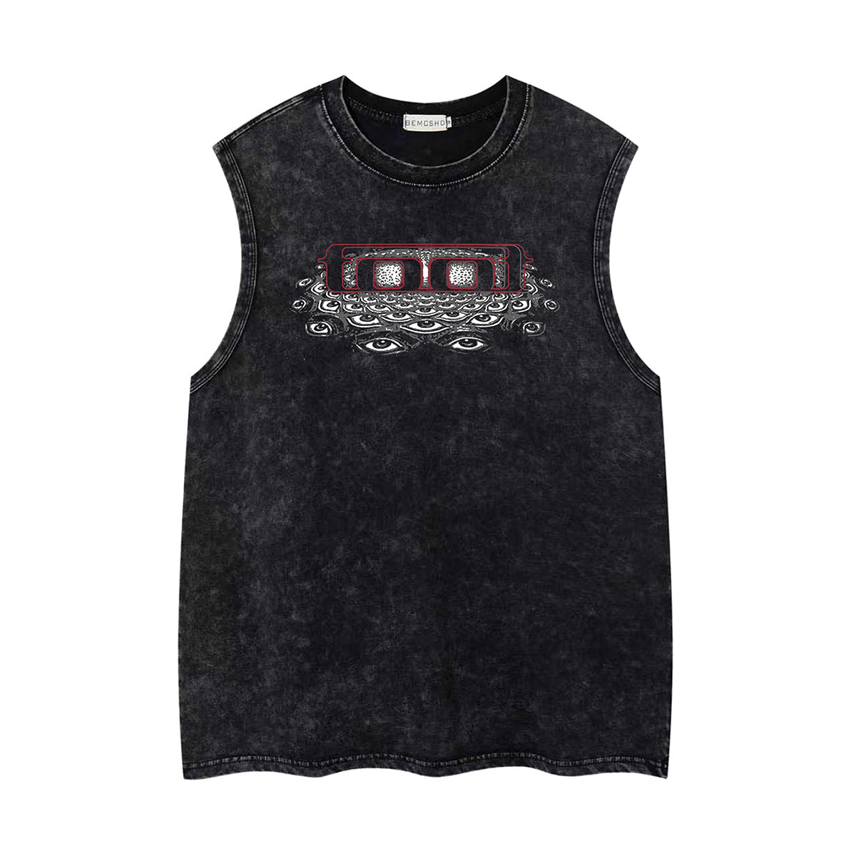 Washed Damage Multi-Eye Oversize Sleeveless T-Shirt WN26851
