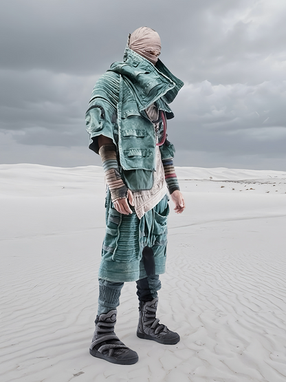 Asymmetric Pleats Deconstructed Washed Short Jacket WN21974