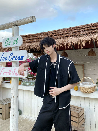 Fringe Design Short Jacket & Flare Pants Setup WN20740