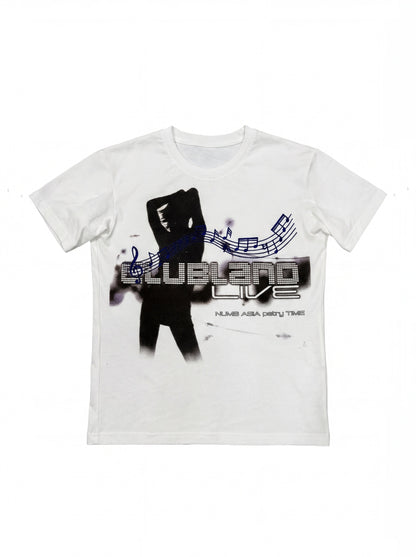 Music Note Letter Graphic Print Short Sleeve T-Shirt WN27208