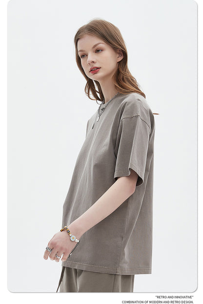 Oversize Washed Short-sleeve-T-shirt & Washed Short Sweatpants Setup WN6633