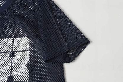 Mesh Number Print Short Sleeve T-Shirt WN25553