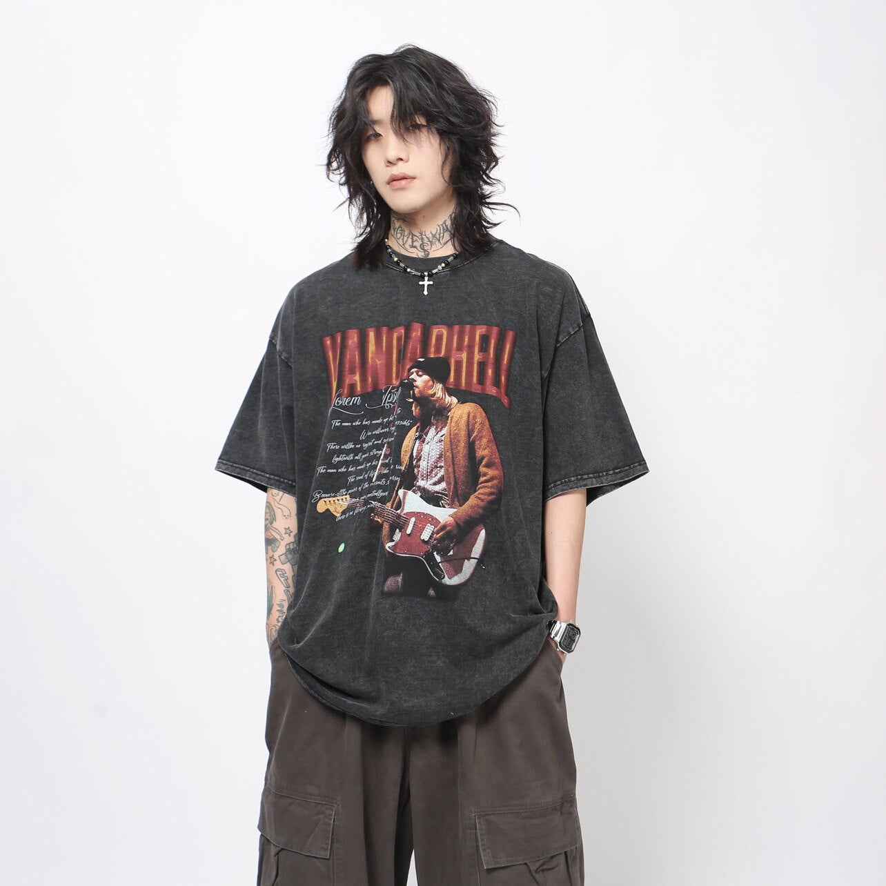 Washed Rock Graphic Distressed Short Sleeve T-Shirt WN24474