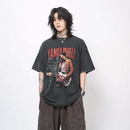 Washed Rock Graphic Distressed Short Sleeve T-Shirt WN24474