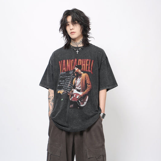 Washed Rock Graphic Distressed Short Sleeve T-Shirt WN24474
