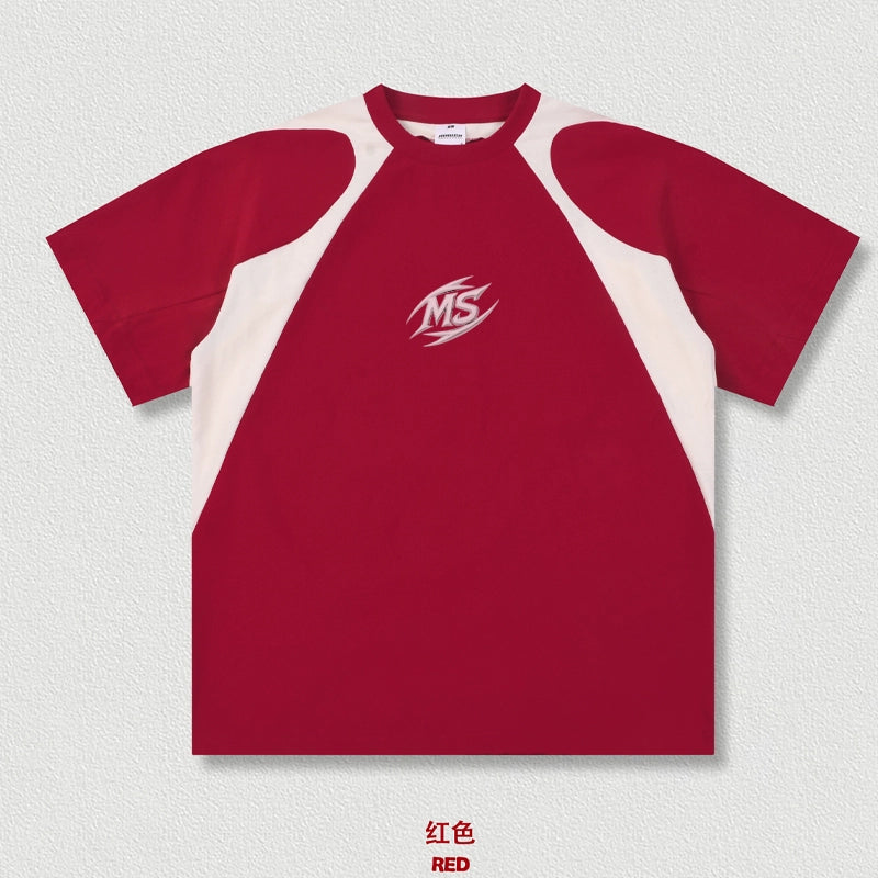 Color Block Patchwork Short Sleeve T-Shirt WN18678