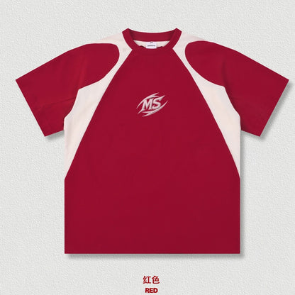 Color Block Patchwork Short Sleeve T-Shirt WN18678