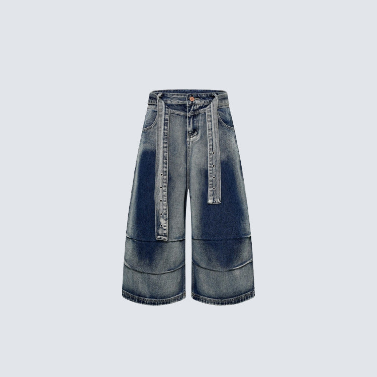 Denim Workwear Wide Leg Half Pants WN27941