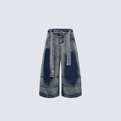 Denim Workwear Wide Leg Half Pants WN27941