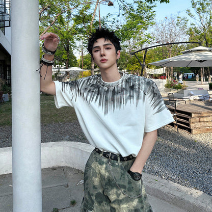 Oversize Contrast Print Short Sleeve T-Shirt WN25119