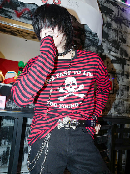 Skull Stripe Long Sleeve T-Shirt WN15897