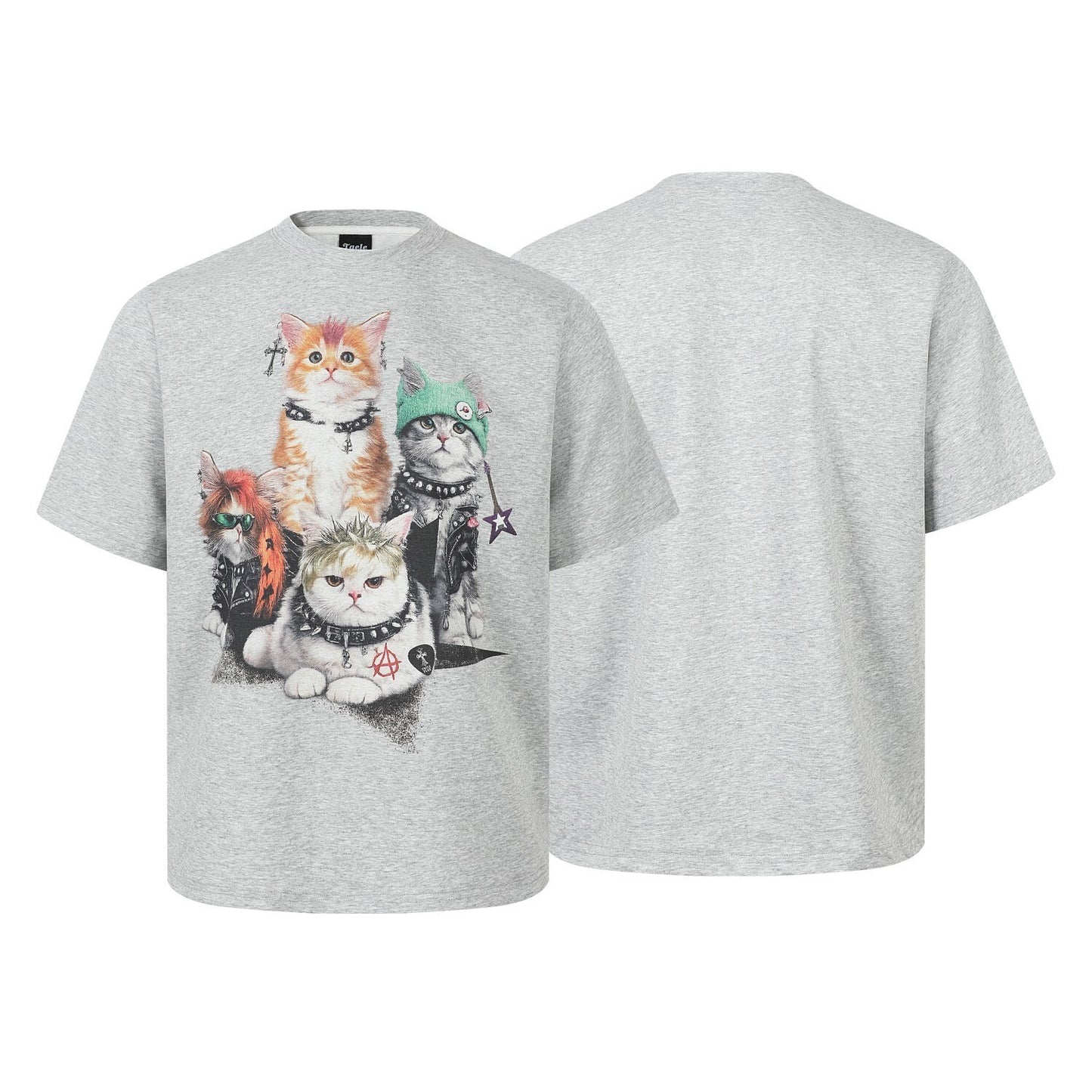 Cat Graphic Print Oversize Short Sleeve T-Shirt WN25684