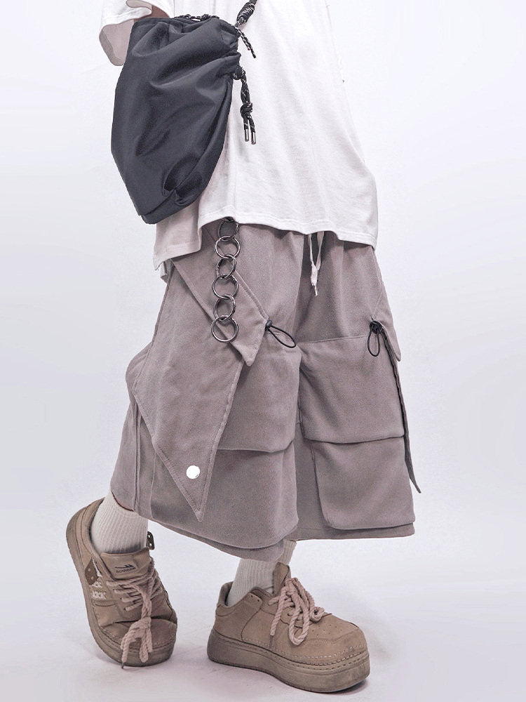 Multi Pocket Wide Leg Cargo Half Pants WN23986