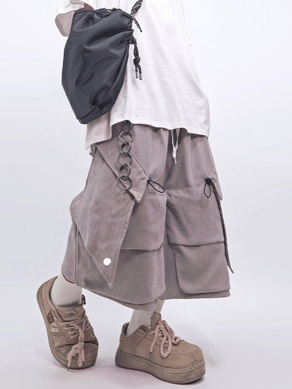 Multi Pocket Wide Leg Cargo Half Pants WN23986