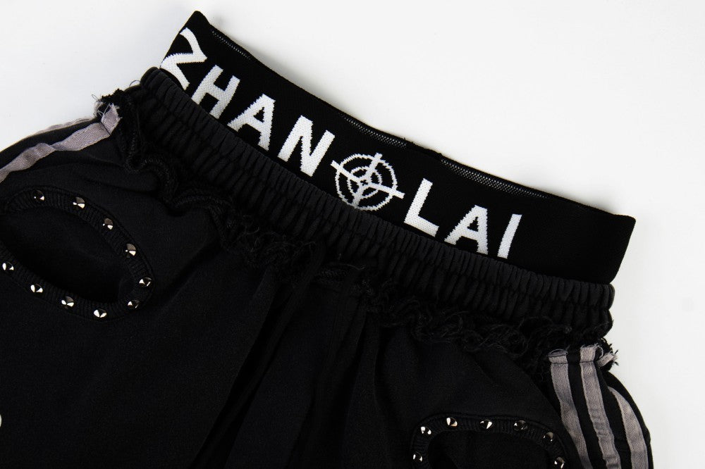 Gothic Letter Print Frayed Waist Wide Leg Sweatpants WN27838