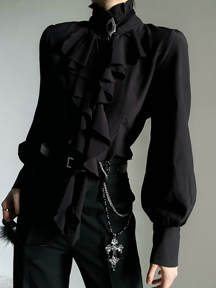 Ruffles Design Long Sleeve Shirt  WN19607