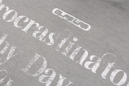 Washed Faded Letter Print Heavyweight Short Sleeve T-Shirt WN26869